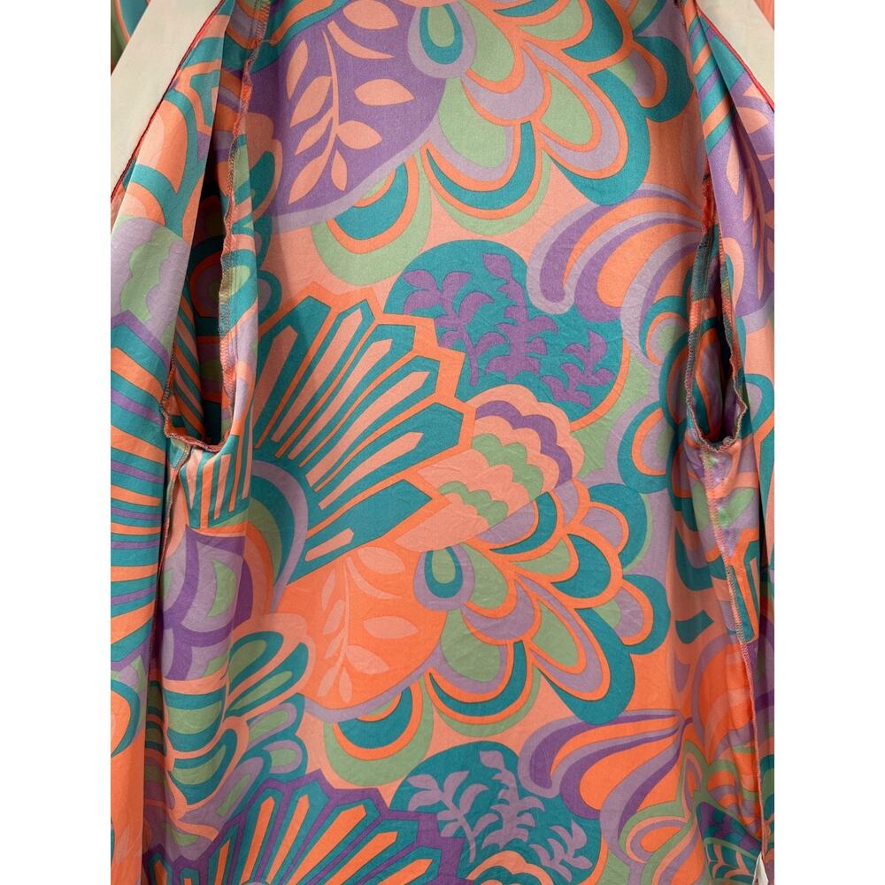 Alice & Trixie 100% Pastel Silk Open Front Kimono Sample Paisley Geo Top Size S - Picture 8 of 15